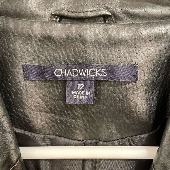 Chadwicks Jacket Womens 12 Black Leather Rocker Motorcycle Classic Button Front - Picture 8 of 8